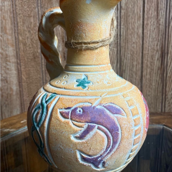 Mexican Pottery Pitcher with Nautical Ornament - Picture 2 of 9